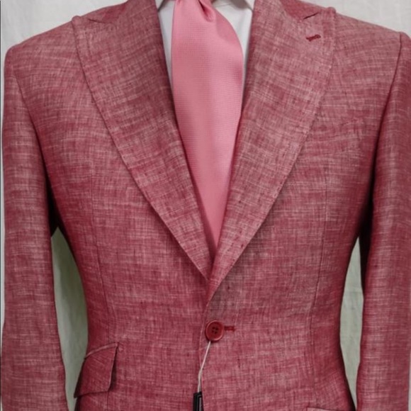 Suits & Blazers Cranberry Linen Suit With Wide Peak Lapel Poshmark